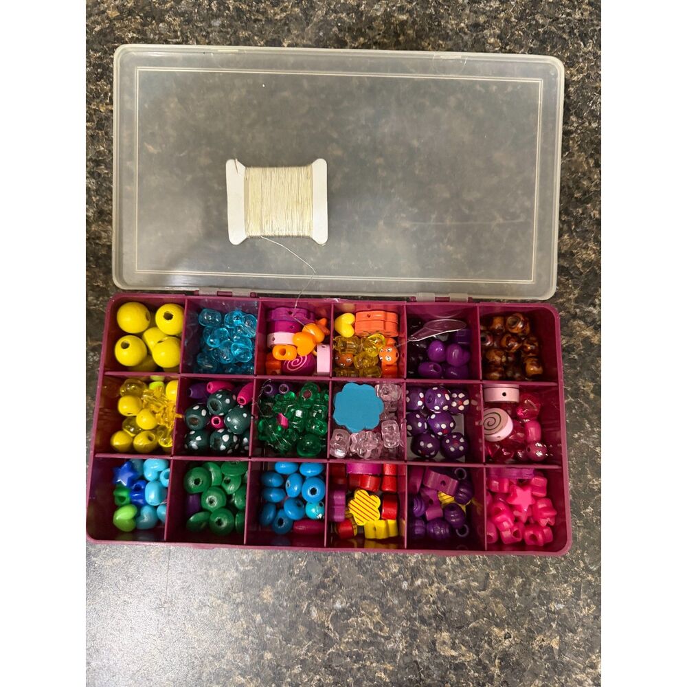 Multicolor Assorted Craft Beads Jewelry Making Kit Organizer Box With Thread - Picture 2 of 3
